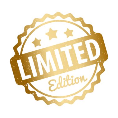 Limited Edition rubber stamp award vector gold on a white background.