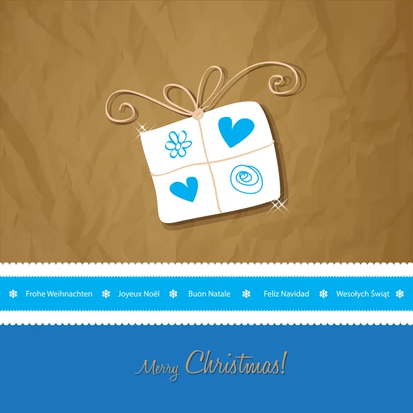 Christmas postcard vintage vector gift white on a crumpled paper brown background. — ストックベクタ