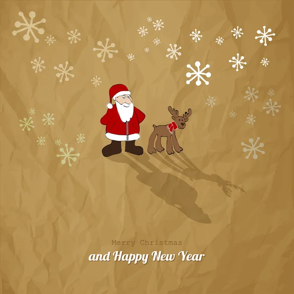 Papai Noel e renas Rudolph Natal postal vintage eps vetor. Símbolo feriados . — Vetor de Stock