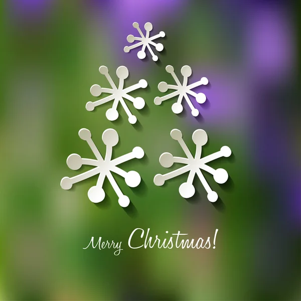 Kar taneleri ile Noel ağacı kartpostal vintage vektör. Tatil sembolü. — Stok Vektör