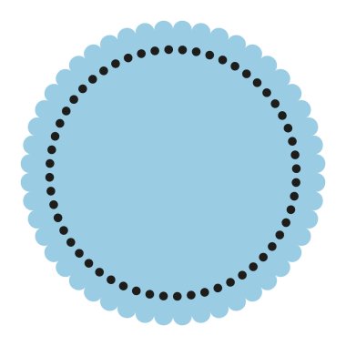 Beyaz arka plan üzerinde izole noktalı mavi yuvarlak etiket.