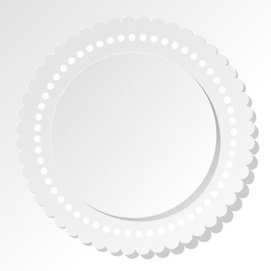 Beyaz yuvarlak beyaz bir arka plan üzerinde noktalı etiket.