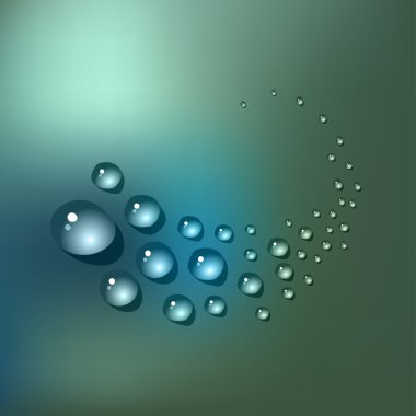 Mavi bokeh arka plan üzerinde su damlaları.