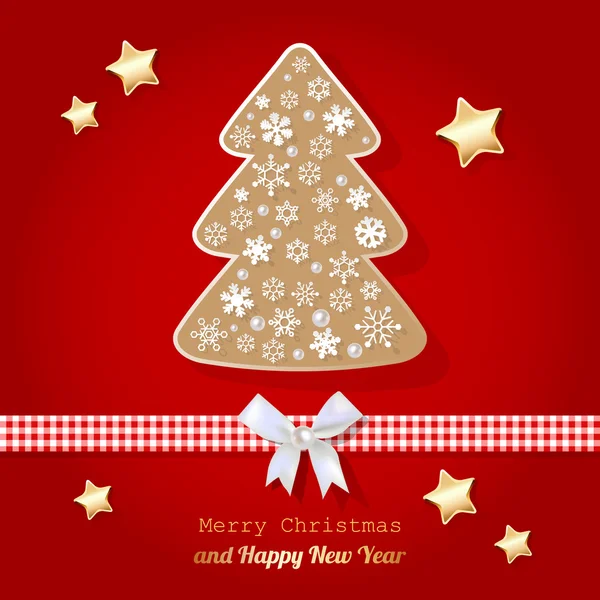 Joyeux Noël carte postale rouge brun . — Image vectorielle