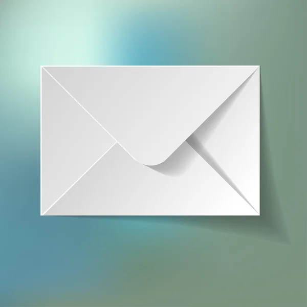 White envelope on a blue bokeh fog background. — Stock Vector