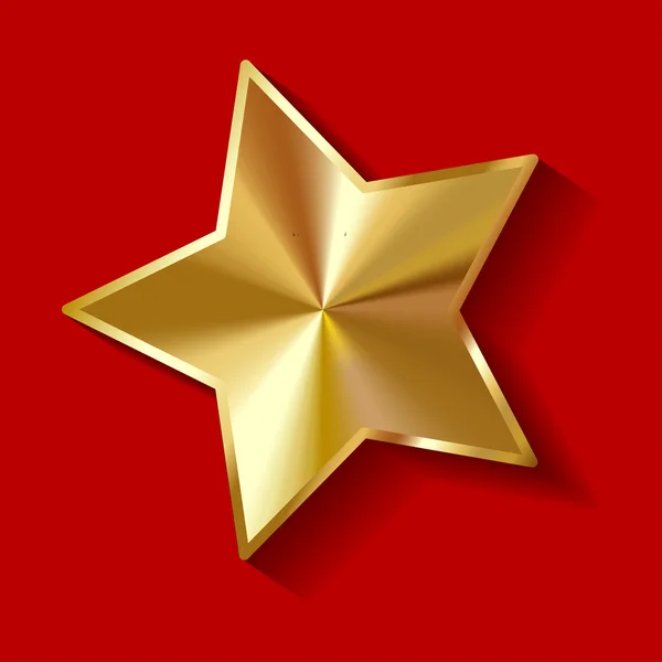 Vecteur étoile dorée sur fond rouge . — Image vectorielle