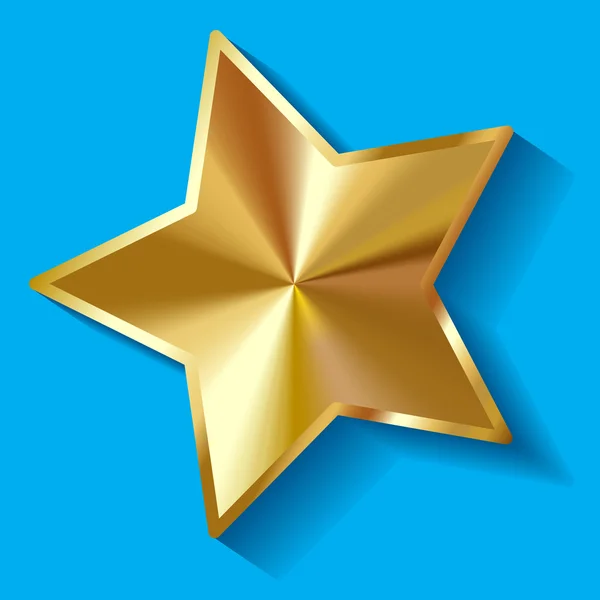Vecteur étoile dorée sur fond bleu . — Image vectorielle