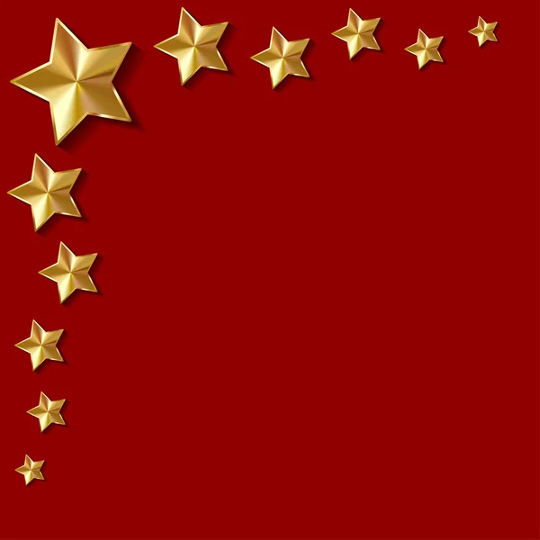 Vecteur d'étoiles dorées dans le coin sur un fond rouge . — Image vectorielle