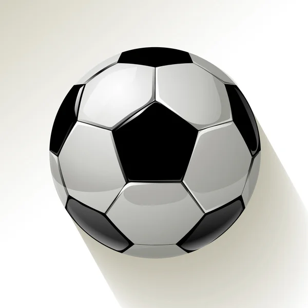 Ballon de football avec ombre longue sur fond blanc . — Image vectorielle