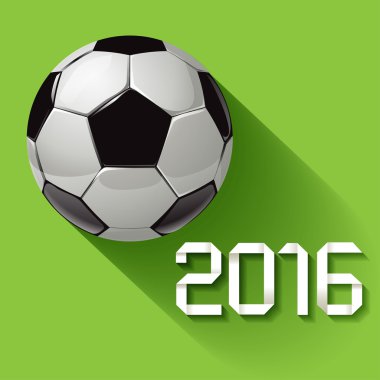 Futbol topuyla yeşil bir arka plan üzerinde uzun gölge 2016.