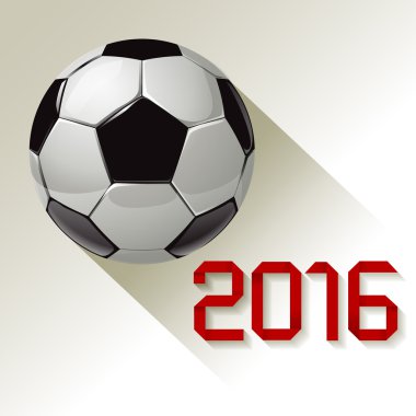 Futbol topuyla beyaz bir arka plan üzerinde uzun gölge 2016.
