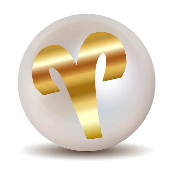 Pearl - Gold HOROSCOPE SIGNS OF the ZODIAC Aries 21 March - 20 April . — стоковый вектор