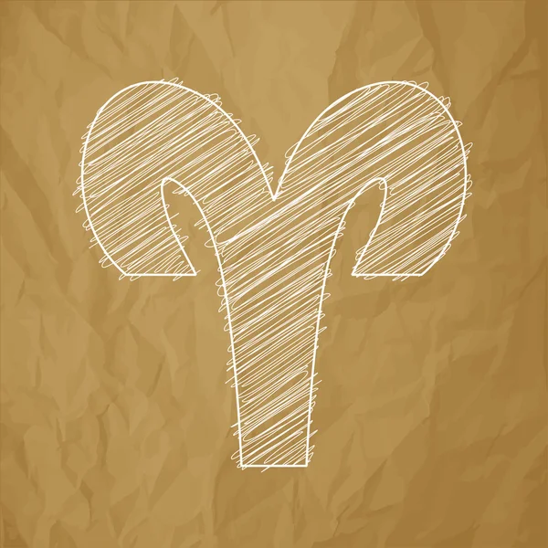 Aries, 21 марта - 20 апреля. HOROSCOPE SIGNS OF the ZODIAC - White Scribble on a crumpled paper brown background . — стоковый вектор