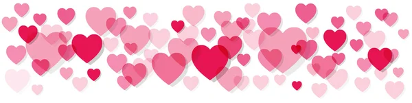 Ημέρα του Αγίου Βαλεντίνου Banner ροζ καρδιές σε λευκό φόντο. — Διανυσματικό Αρχείο
