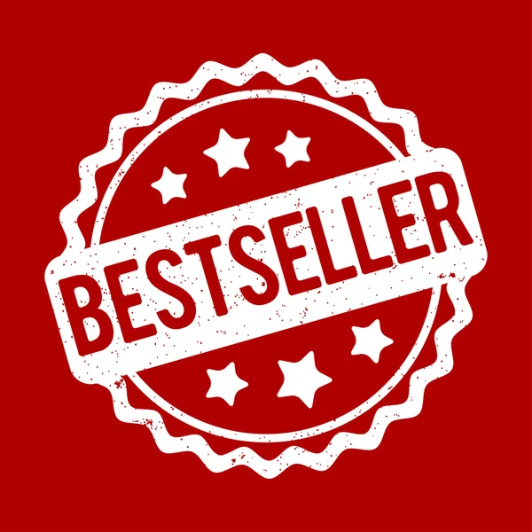 Bestseller Gummistempel weiß auf rotem Hintergrund. — Stockvektor