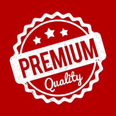 Premium kalite damgası kırmızı zemin üzerine beyaz.