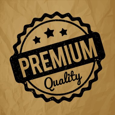 Premium kalite damgası bir buruşuk kağıt kahverengi arka plan üzerinde siyah.