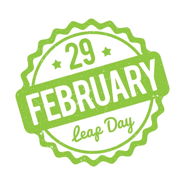 29 February Leap Day rubber stamp green on a white background. — Stock Vector