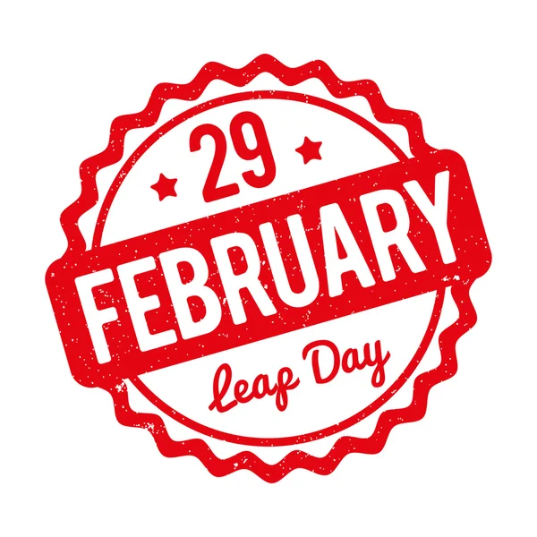 29 February Leap Day rubber stamp red on a white background. — Stock Vector