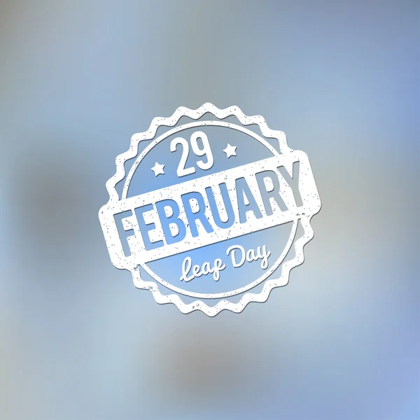 29 февраля Резиновый штамп Дня скачка белый на светло-голубом фоне боке тумана . — стоковый вектор