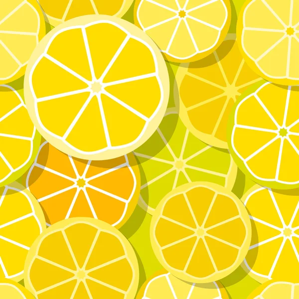 Yellow Lemon seamless Pattern with Shadows. — Stock Vector