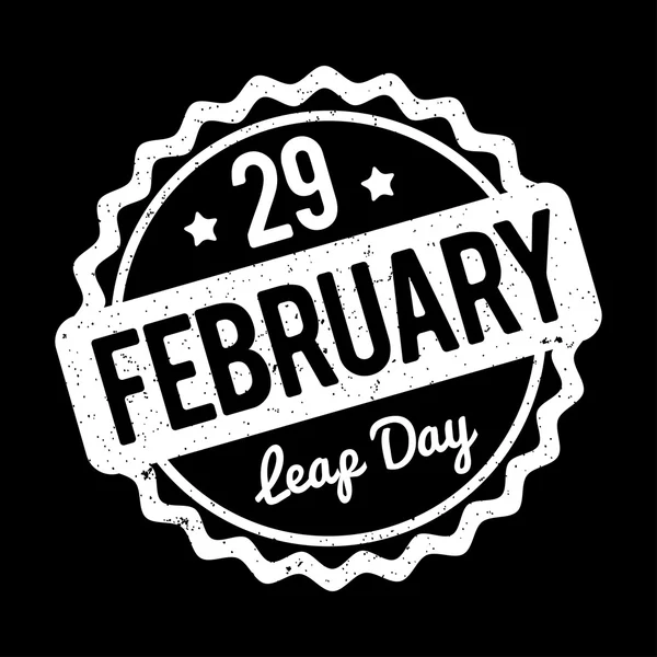 29 февраля Резиновый штамп Leap Day белый на черном фоне . — стоковый вектор