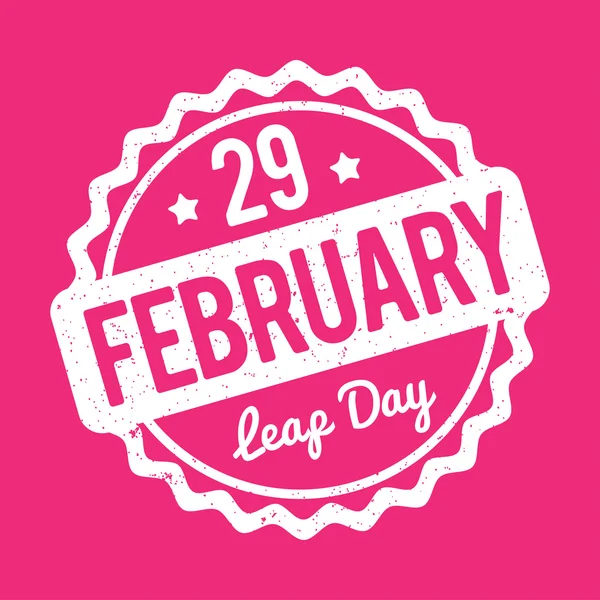 29 февраля Резиновый штамп Leap Day белый на розовом фоне . — стоковый вектор