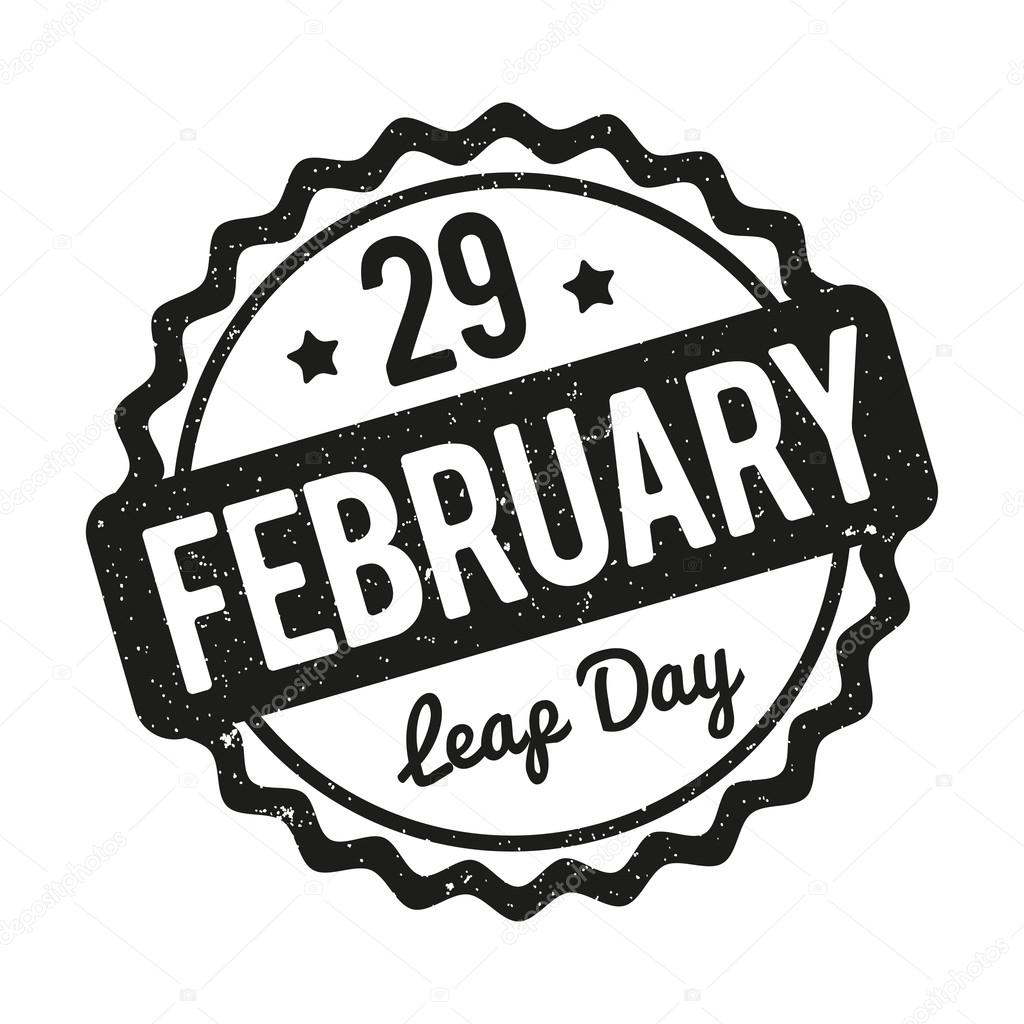 29 February Leap Day rubber stamp black on a white background.