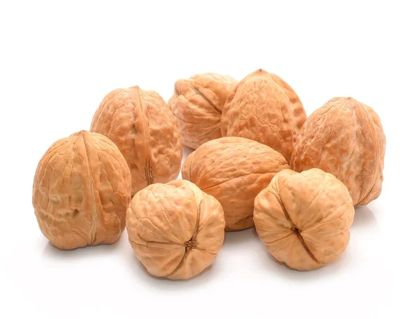 Nueces secas aisladas sobre fondo blanco — Foto de Stock