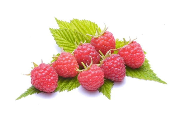 Ripe raspberries isolated on white background — Stock Photo, Image