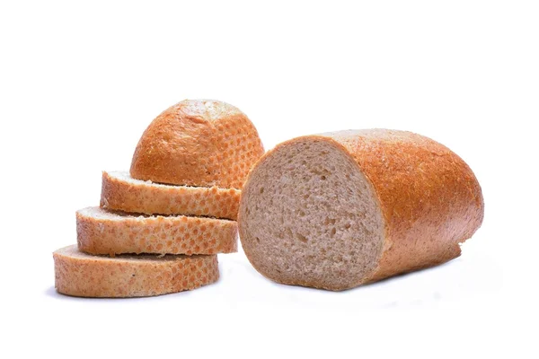 흰 배경에 분리 된 빵 조각 — 스톡 사진