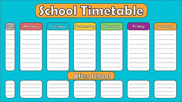 Class schedule, school schedule.Office supplies.Timetable. Lesson plan. — Stock Vector