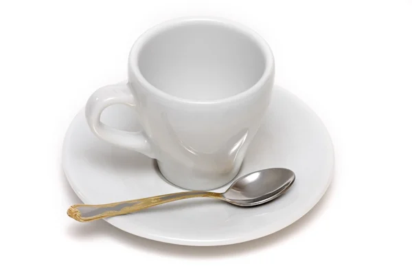 Boş kahve fincanı kaşığı ile
