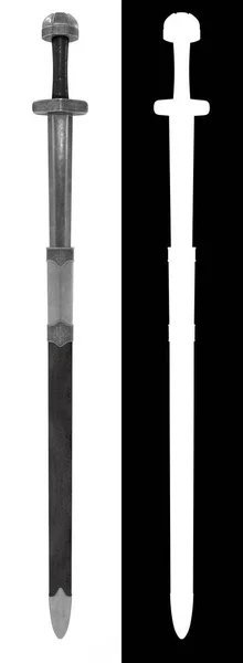 Espada Viking Medieval Sobre Branco Vista Superior Ilustração — Fotografia de Stock