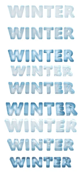 Winter Ice Text White Background — Stock Photo, Image