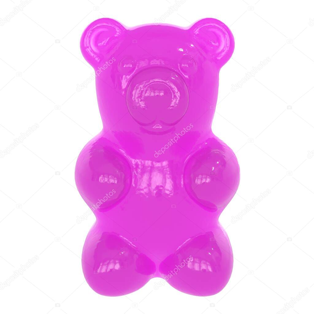 Pink gummy bear isolated on white background