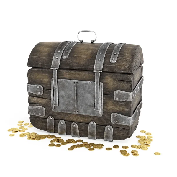 Treasure Chest Render Coins — Fotografia de Stock