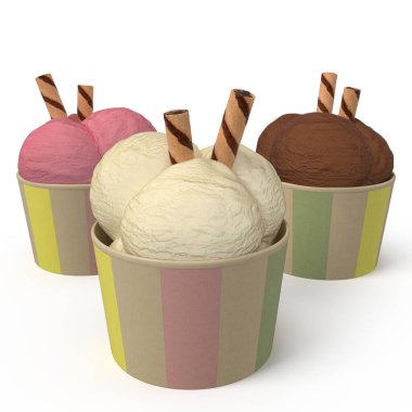  Dondurma kasesi 3D yakın plan.