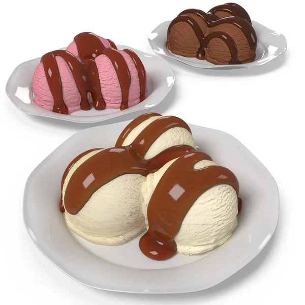 Ice Cream Dessert Bowl Render Close — Stock Photo, Image