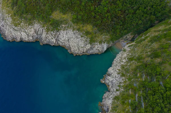 Moscenicke Draga Croatia Aerial Top Shot Rocky Croatian Coast — стокове фото
