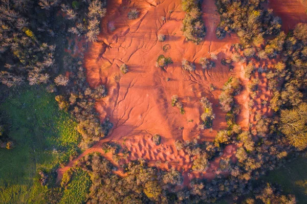 Gant Hungary Aerial View Abandoned Bauxite Mine Bauxite Formation Red — стокове фото