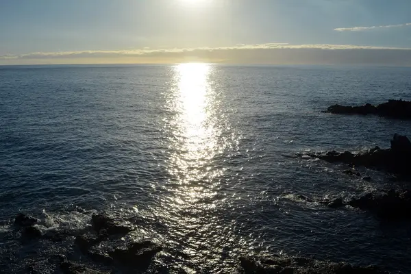 Solnedgang over havet. Tenerife sørover. Kanariøyene. Spania . – stockfoto