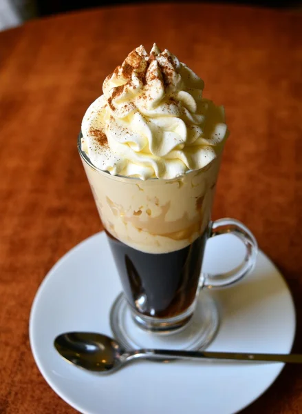 Viennese Coffee In Glass Cup With Whipped Cream — Stock Photo, Image