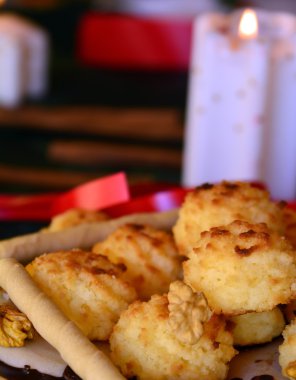 Resim Noel Hindistan cevizi çerezleri bir tablo kadar güzel yakın.