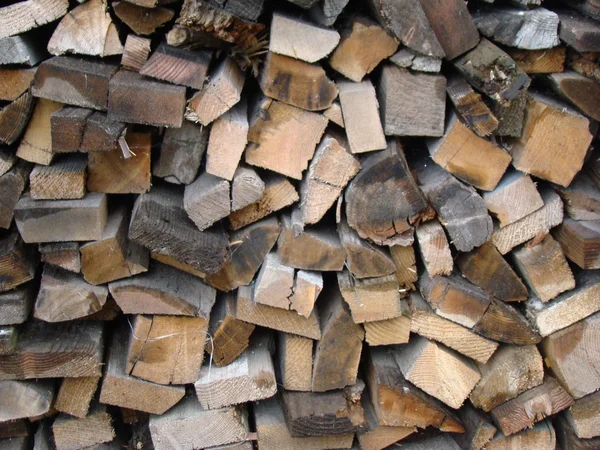 Firewood Cut Stacked Several Rows — Stock Photo, Image