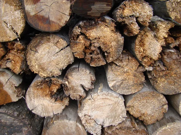 Rozřezání Dříví Dřevo Jeho Vrstvené Několika Řadách — Stock fotografie