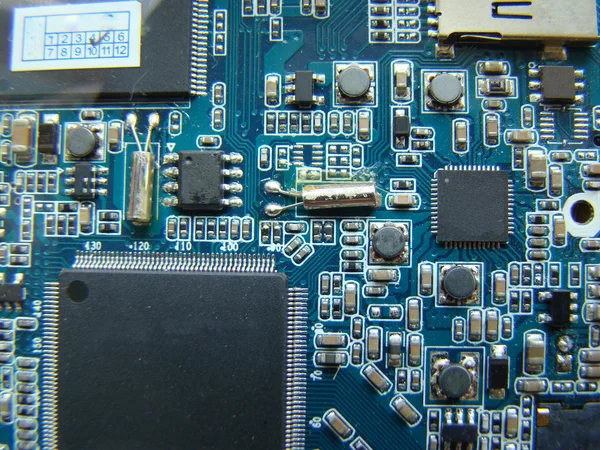 Mikroelektronische Bauteile Form Eines Chips Und Elektronischer Bauteile — Stockfoto