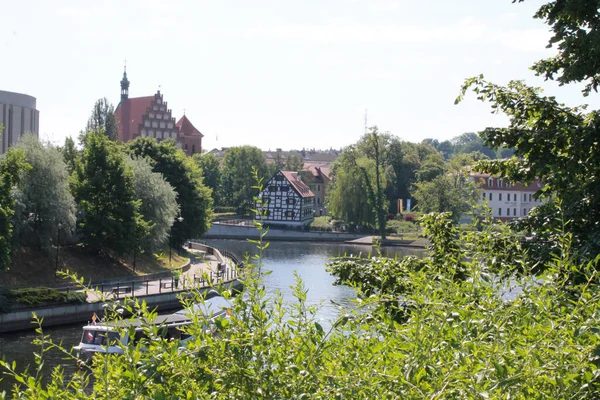 Vista Bydgoszcz Cidade Margens Diferentes Rio Byrda — Fotografia de Stock