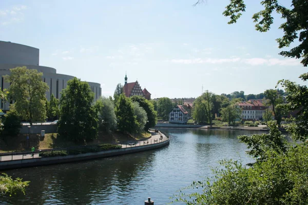 Bydgoszcz Vue Ville Différentes Rives Rivière Byrda — Photo