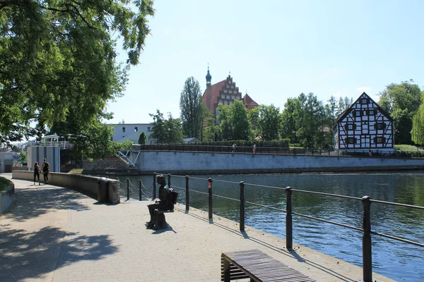 Vista Bydgoszcz Cidade Margens Diferentes Rio Byrda — Fotografia de Stock